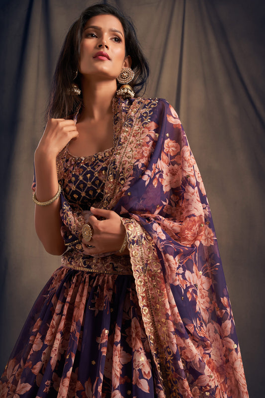 Purple Semi-Stitched Embroidered Organza Lehenga-LC158_2_SareeButa.com