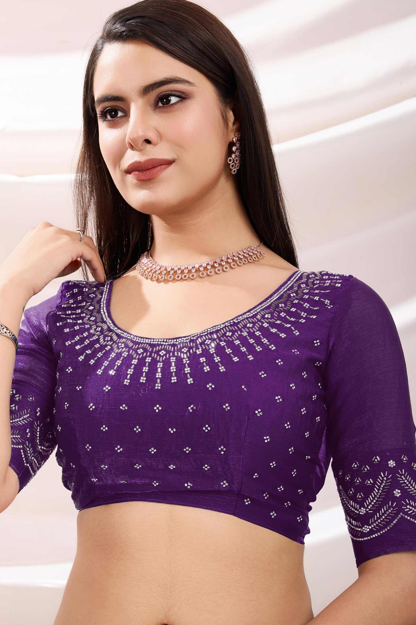 Purple Stone Work Chiffon Saree-ZB134202_4_SareeButa.com