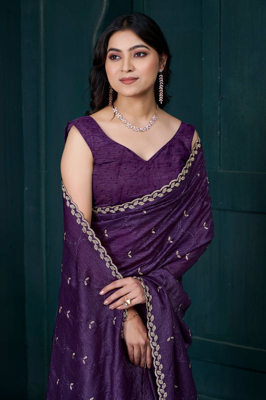 Purple Stone Work Crepe Saree-SAR10749_2_SareeButa.com