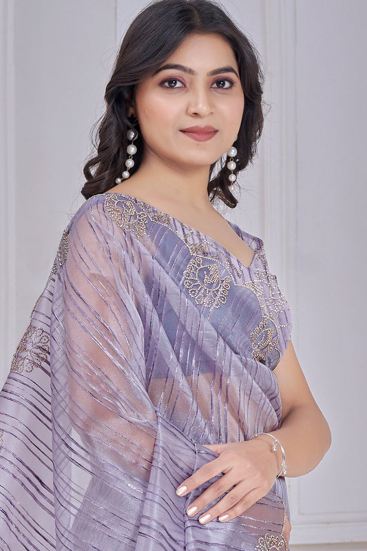 Purple Stone Work Jacquard Saree-SAR10741_2_SareeButa.com