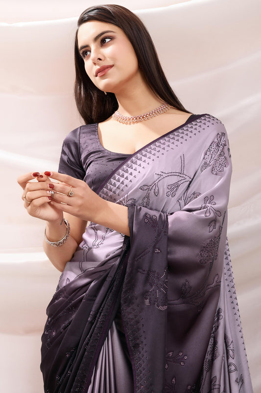 Purple Stone Work Satin Crepe Saree-ZB134251_2_SareeButa.com