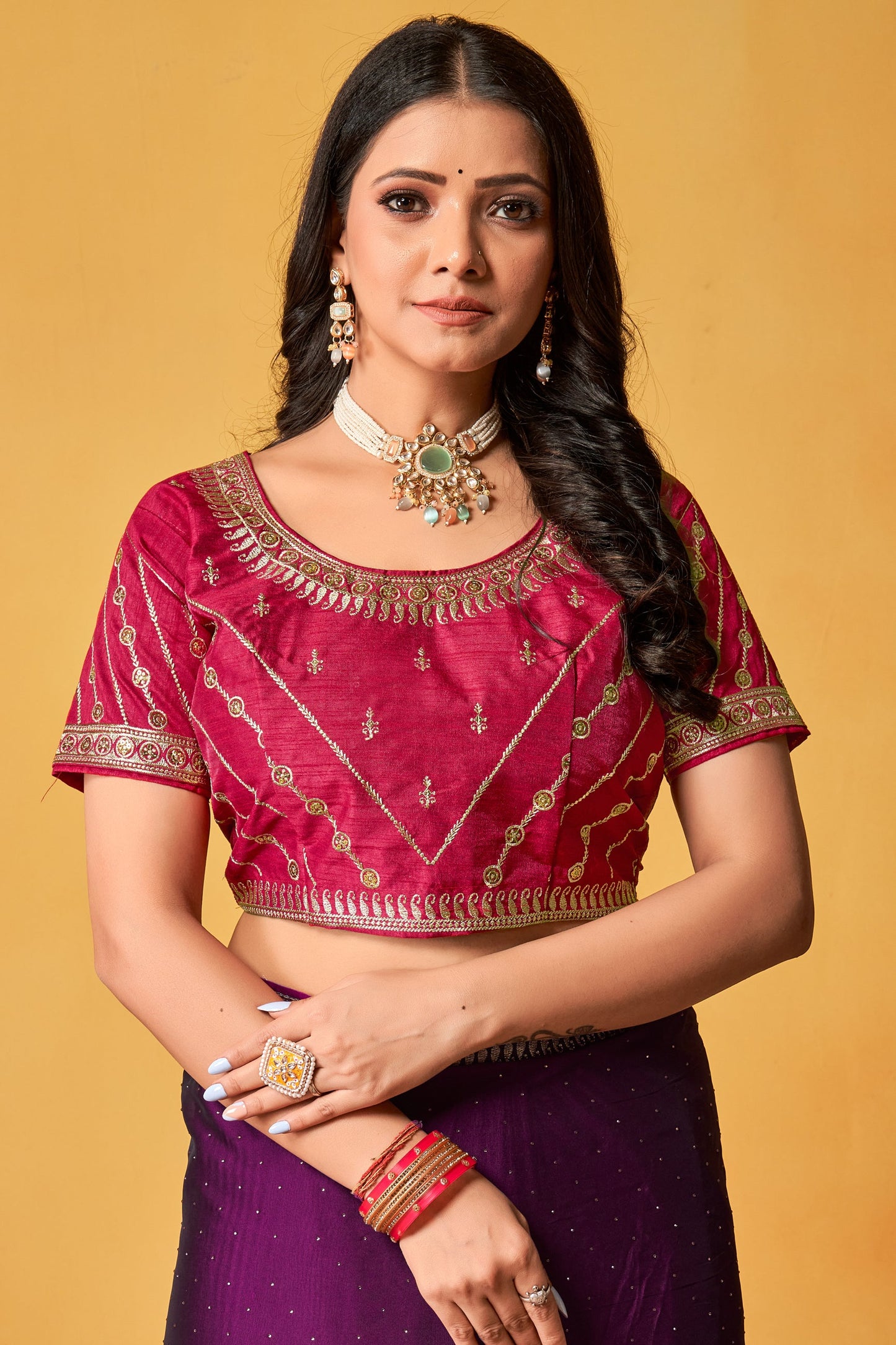 Purple Stone Work Silk Saree-ZB133999_4_SareeButa.com