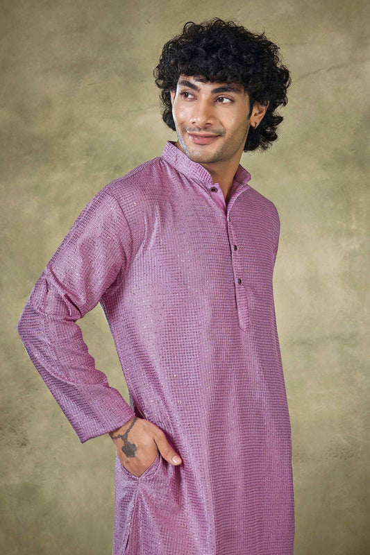 Purple Viscose Sequin Kurta Pajama-MW36_2_SareeButa.com