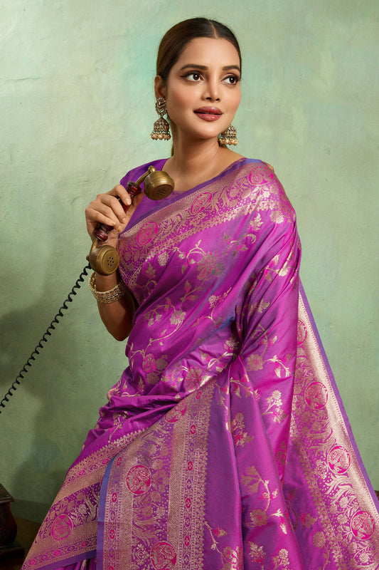 Purple Woven Banarasi Silk Saree-SAR11798_2_SareeButa.com