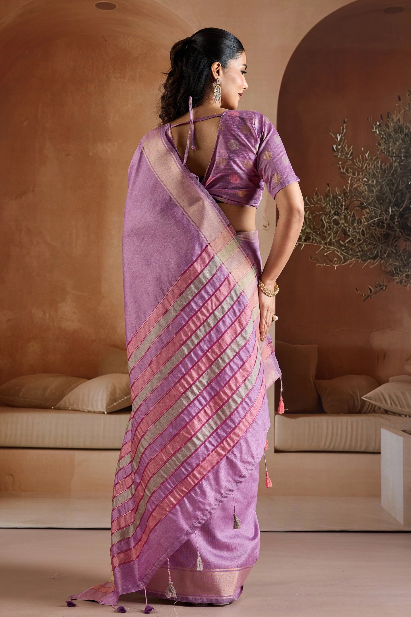 Purple Woven Bhagalpuri Silk Saree-SAR11192_5_SareeButa.com