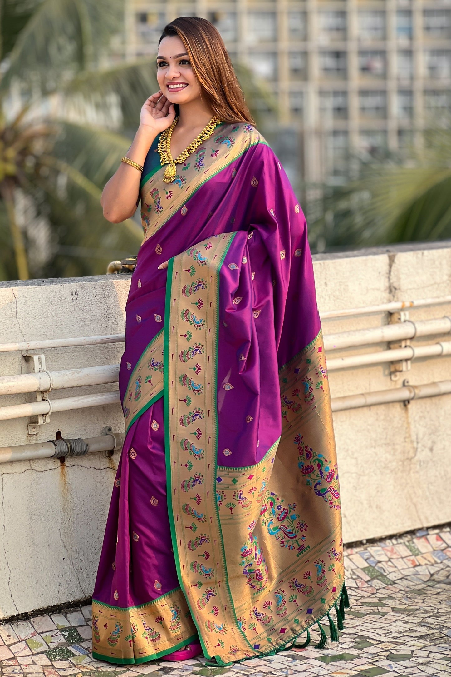 Purple Woven Paithani Saree-ZB134801_4_SareeButa.com