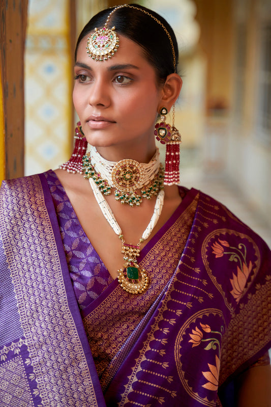 Purple Woven Silk Saree-ZB133827_2_SareeButa.com