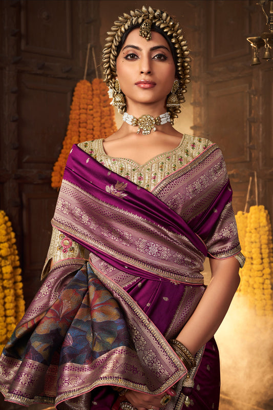 Purple Woven Silk Saree With Lace Border-ZB134636_2_SareeButa.com
