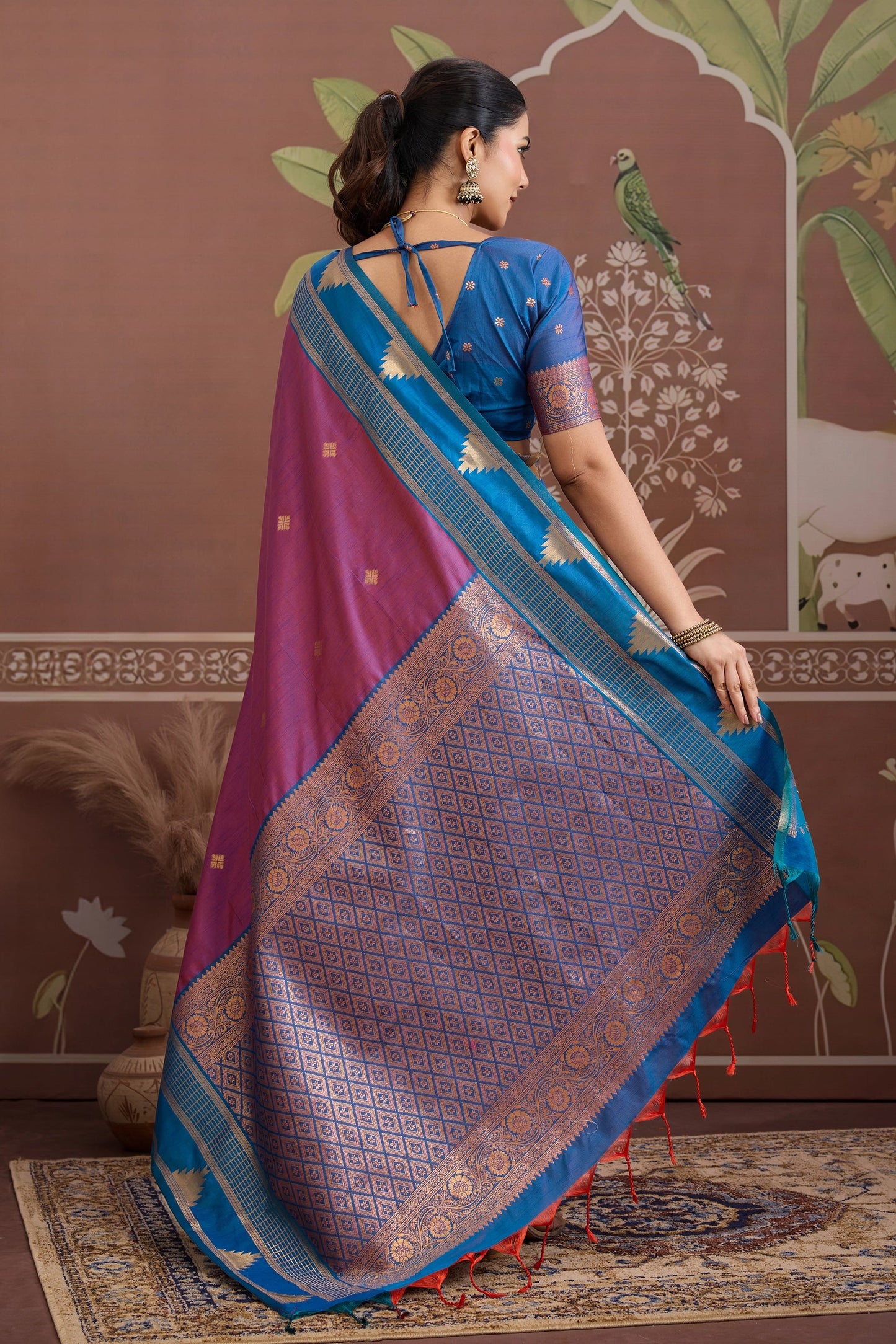 Purple Woven Tussar Silk Saree-SAR11207_5_SareeButa.com