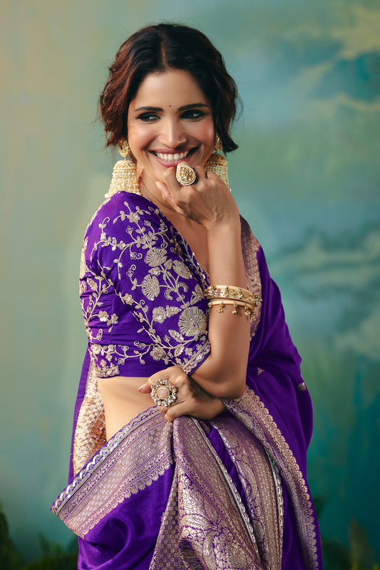 Purple Woven Viscose Silk Banarasi Saree-SAR10570_2_SareeButa.com