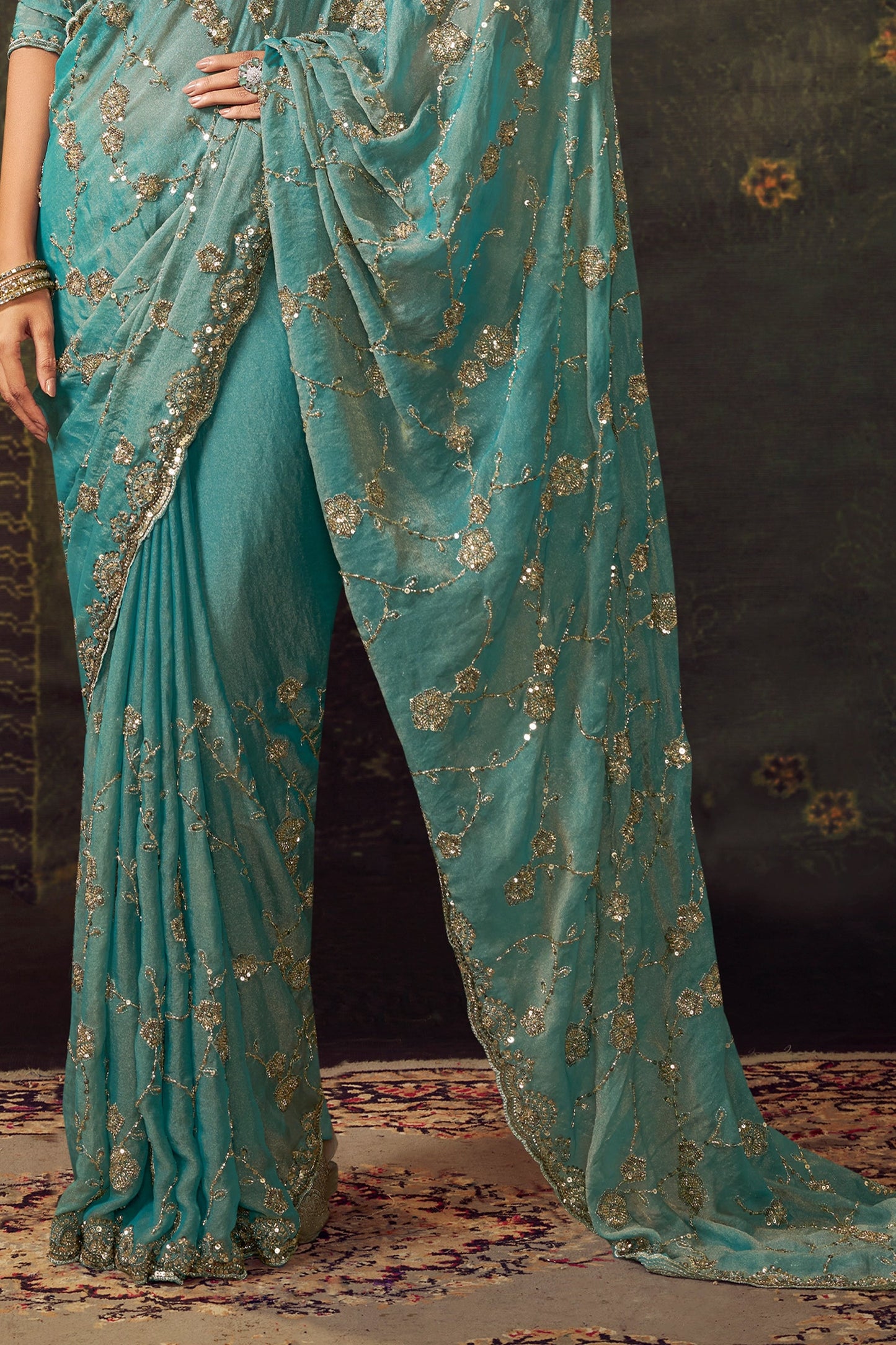 Rama Blue Embroidered Tissue Saree-SAR11173_4_SareeButa.com