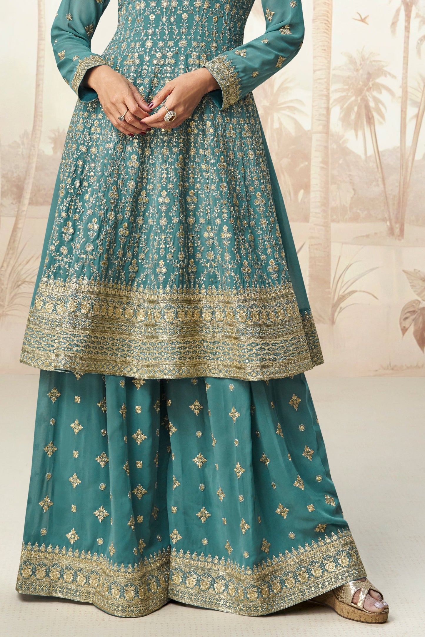 Rama Blue Readymade A-line Georgette Suit-SS552_3_SareeButa.com