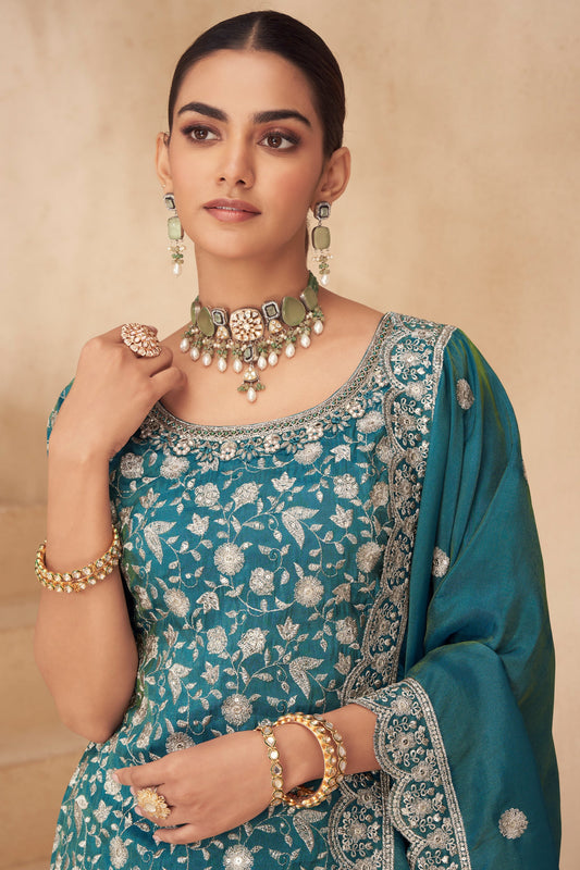 Rama Green Readymade Simar Silk Pallazo Suit-SAR10781_2_SareeButa.com