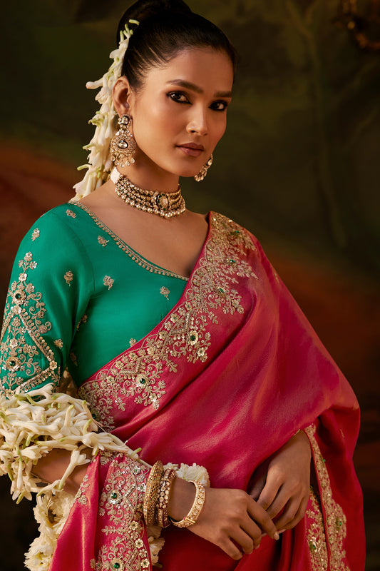 Rani Pink Embroidered Viscose Tissue Saree-SAR13256_2_SareeButa.com