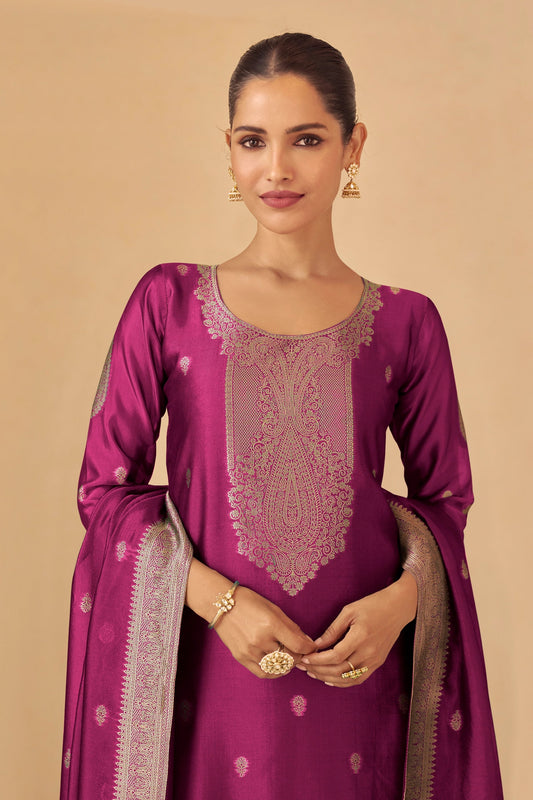 Rani Pink Readymade Viscose Silk Suit-SAR11075_2_SareeButa.com