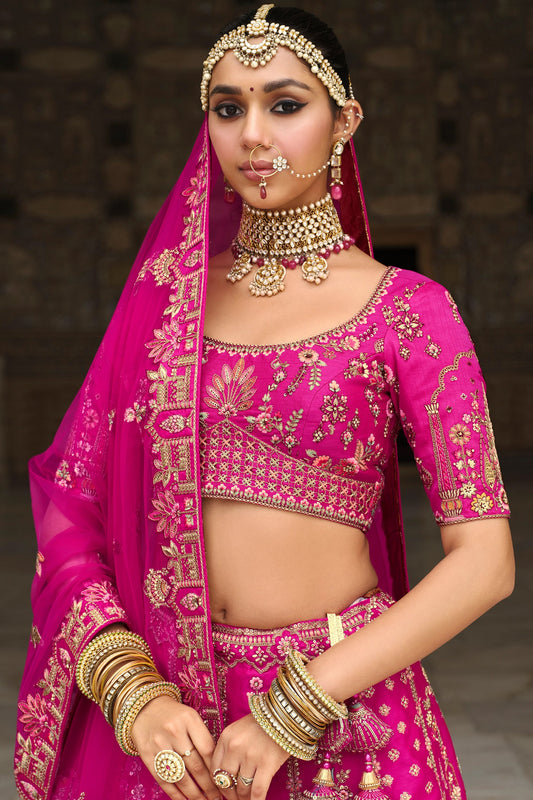 Rani Pink Semi-Stitched Embroidered Silk Lehenga-SAR10538_2_SareeButa.com