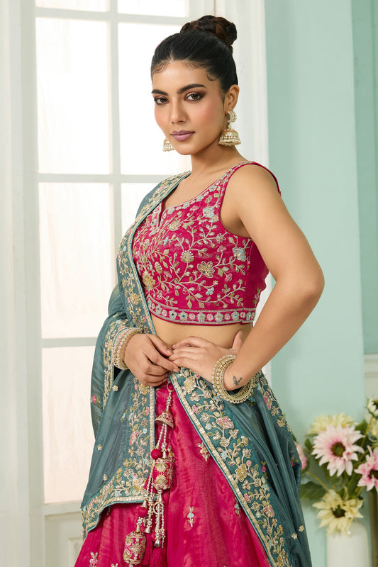Rani Pink Semi-Stitched Embroidered Silk Lehenga-SAR10691_2_SareeButa.com