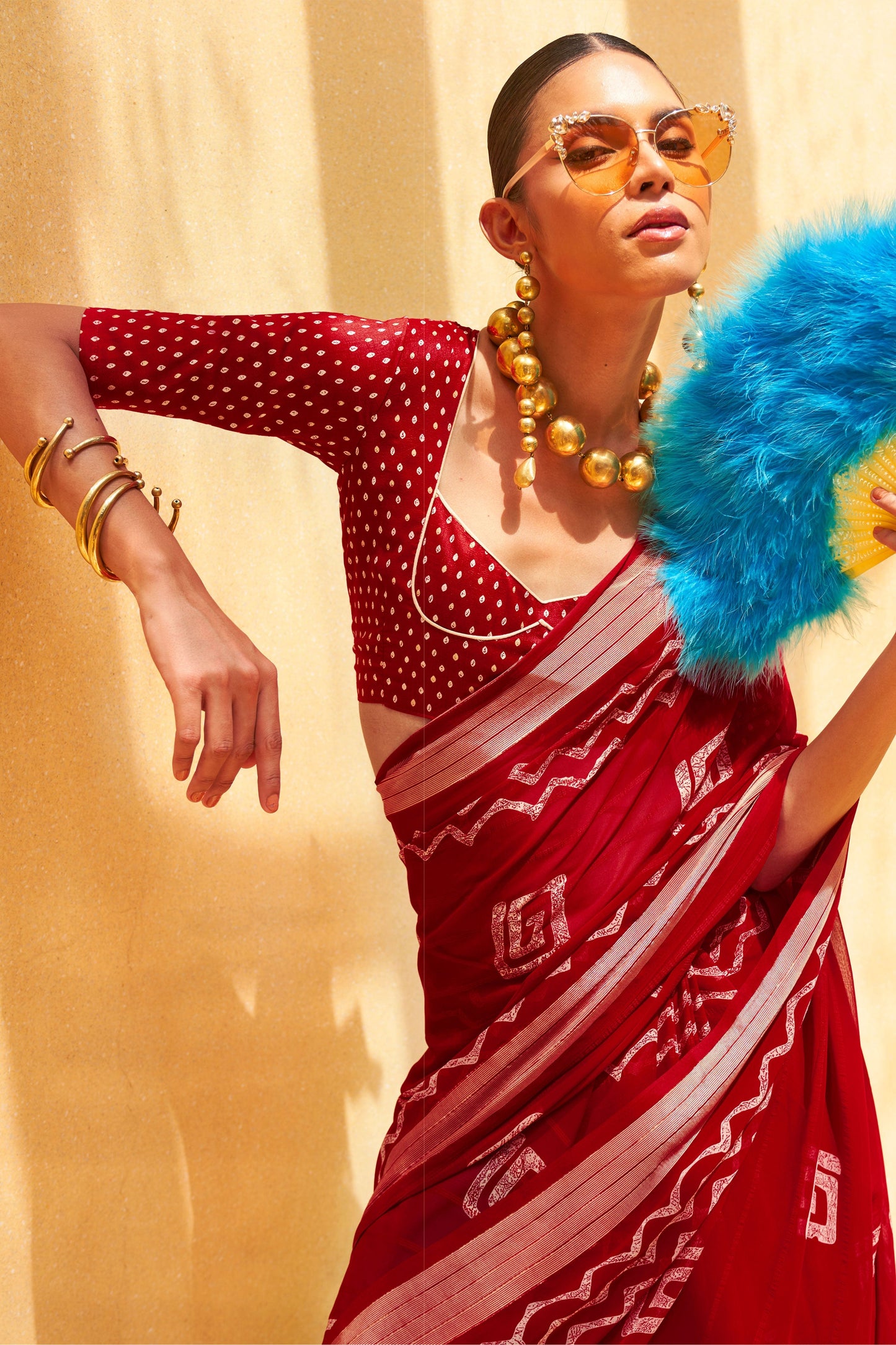 Red Printed Georgette Saree-ZB133169_2_SareeButa.com