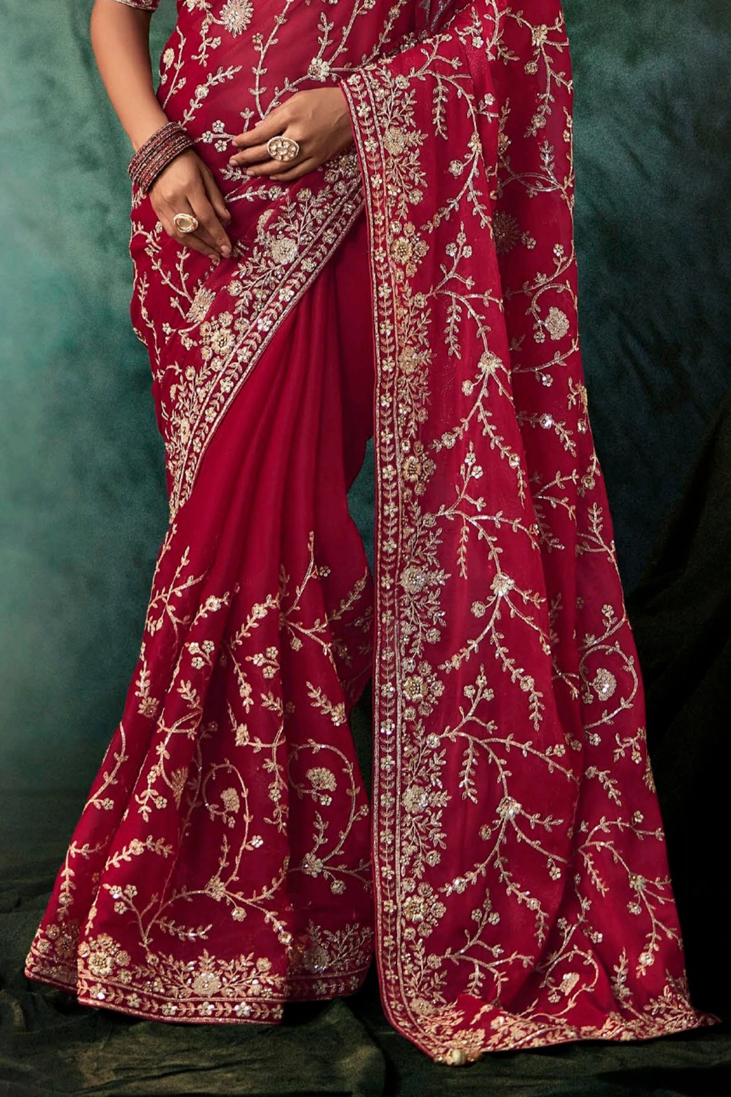 Red Embroidered Crepe Silk Saree-SAR11120_5_SareeButa.com