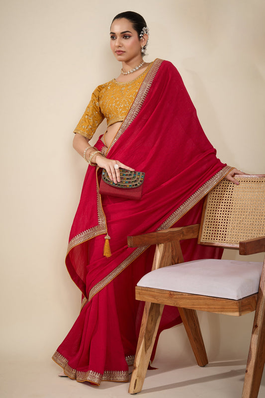 Red Embroidered Silk Saree-SAR10630_2_SareeButa.com