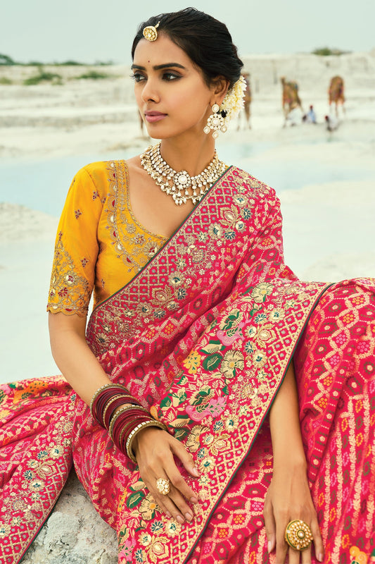 Red Georgette Bandhani Saree-SAR10291_2_SareeButa.com