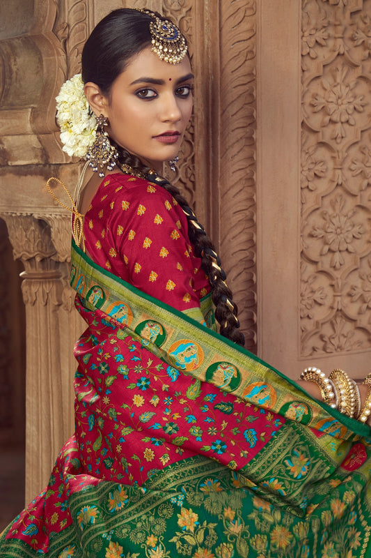 Red Pashmina Printed Viscose Silk Saree-SAR10406_2_SareeButa.com