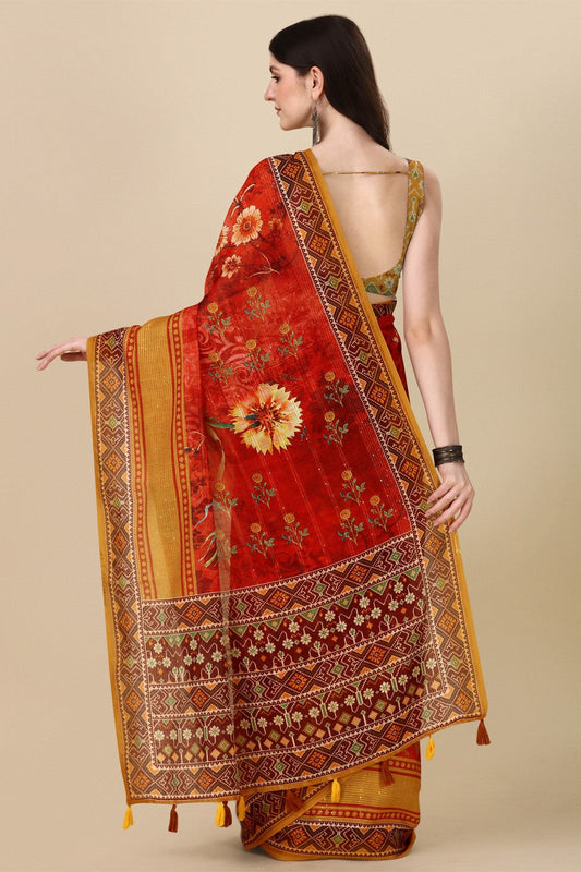 red-printed-linen-saree-zb132688_2_SareeButa.com