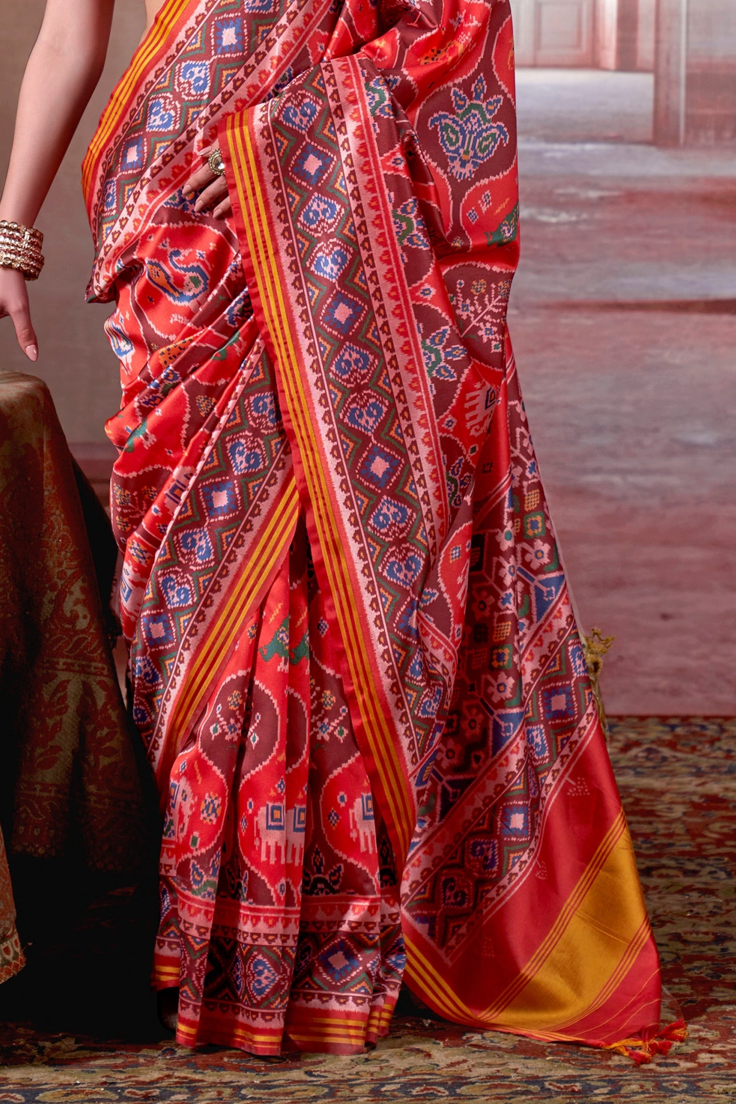 Red Printed Patola Silk Saree-SAR11372_4_SareeButa.com