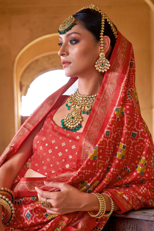 Red Printed Viscose Silk Patola Saree-SAR10193_2_SareeButa.com