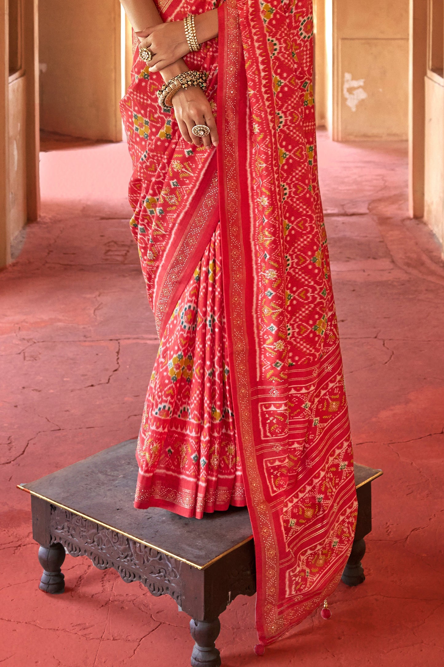 Red Printed Viscose Silk Patola Saree-SAR10193_4_SareeButa.com
