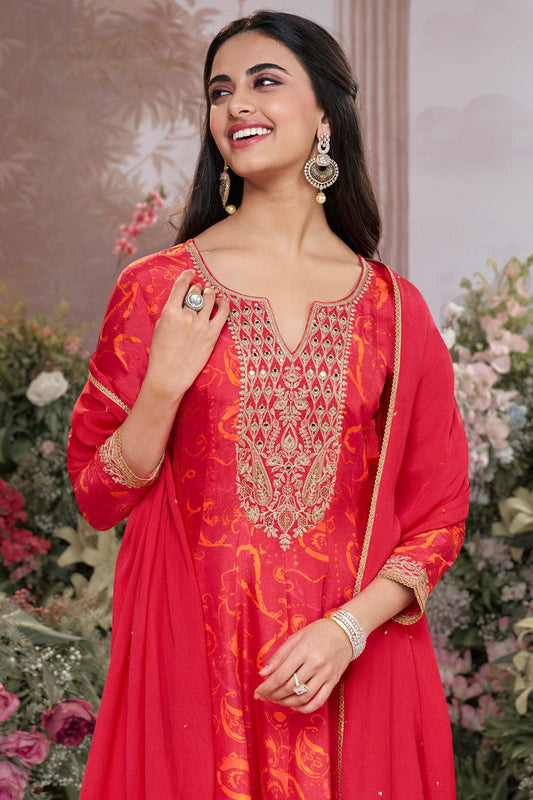 Red Readymade Viscose Silk Anarkali Suit-SS975_2_SareeButa.com