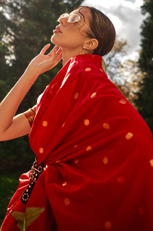 Red Woven Khadi Silk Saree-ZB134116_2_SareeButa.com