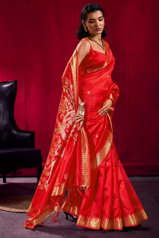 Red Woven Satin Saree-SAR12385_2_SareeButa.com