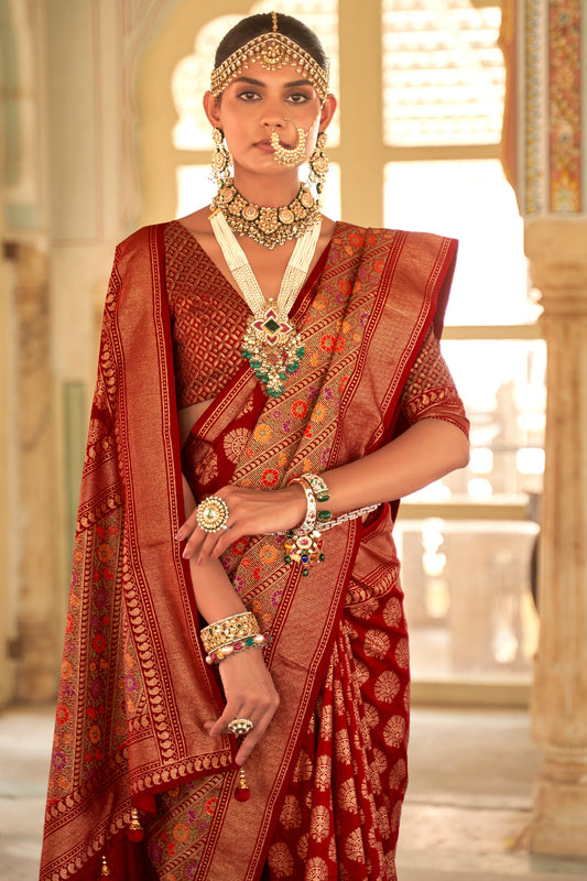Red Woven Silk Saree-ZB133836_2_SareeButa.com
