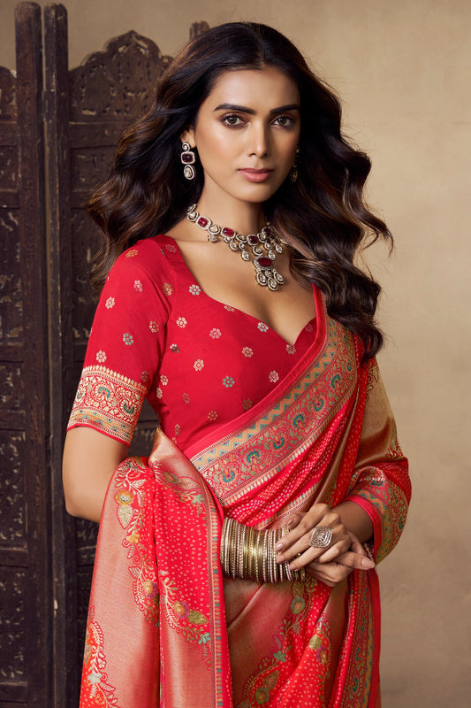 Red Woven Viscose Silk Saree-SAR11024_2_SareeButa.com