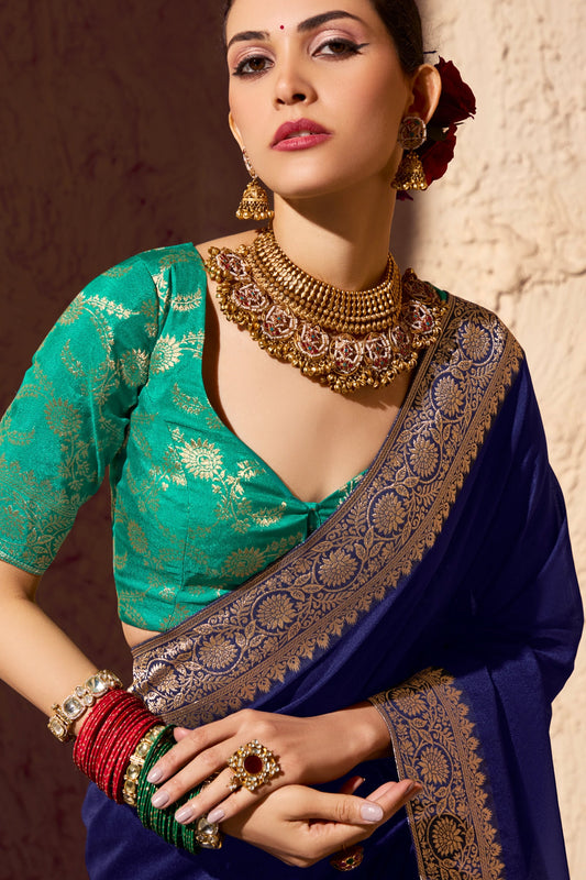 Royal Blue Woven Crepe Georgette Saree-SAR10996_2_SareeButa.com