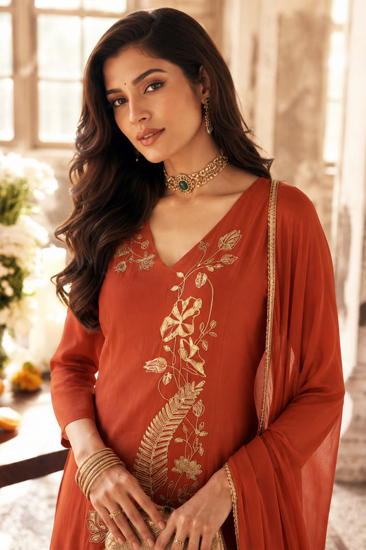 Rust Orange Readymade Mul Chanderi Suit-SAR13333_2_SareeButa.com