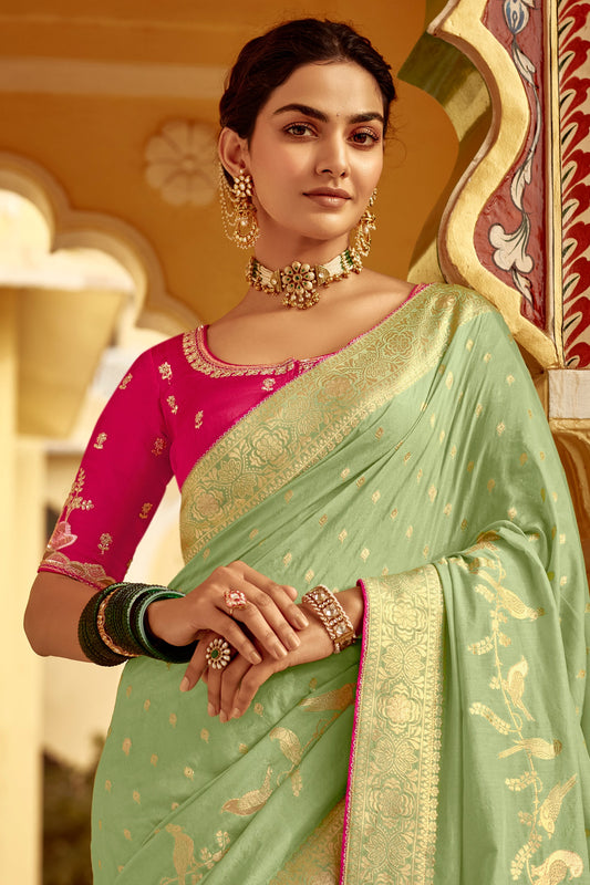 Sage Green Woven Silk Saree-ZB134132_2_SareeButa.com