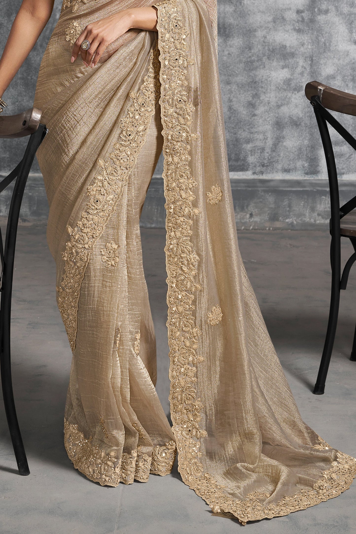 Sand Beige Embroidered Tissue Silk Saree-SAR10449_5_SareeButa.com