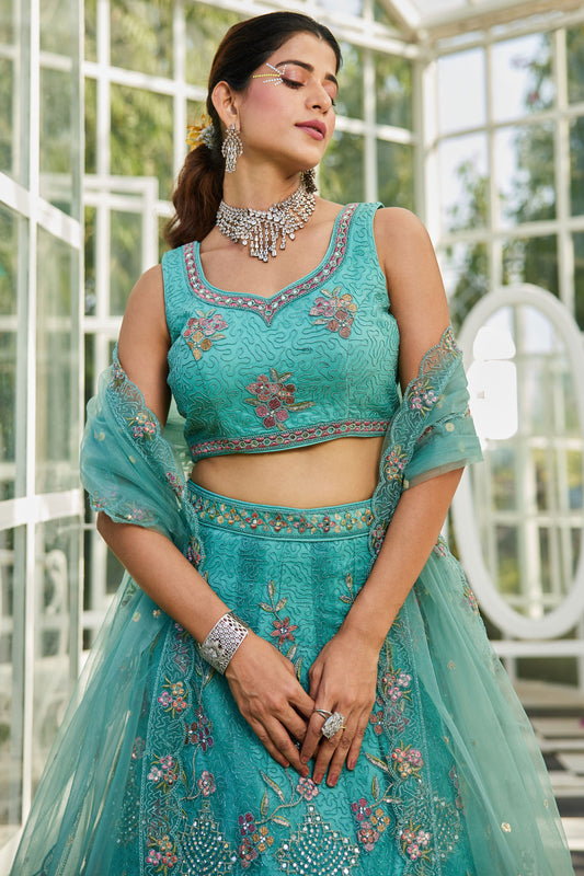 Sea Green Semi Stitched Embroidered Net Lehenga-LC79_2_SareeButa.com