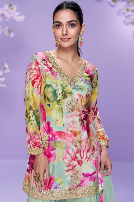 Sea Green Readymade Chinon Silk Sharara Suit-SS706_2_SareeButa.com