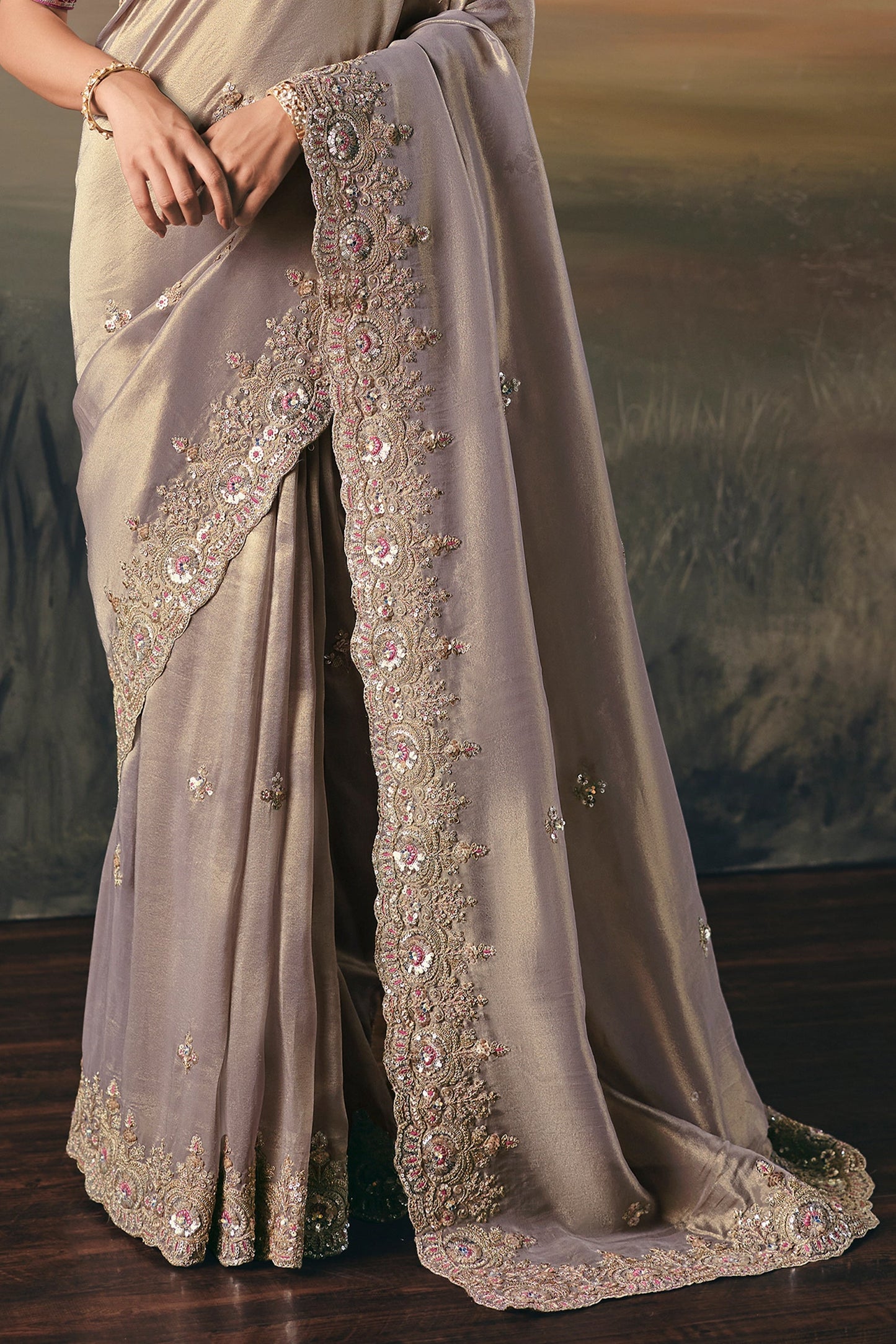 Taupe Lilac Embroidered Tissue Saree-SAR10833_5_SareeButa.com