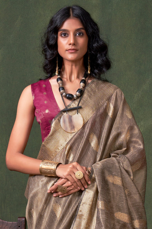 Taupe Zari Tissue Paithani Saree-ZB134281_2_SareeButa.com