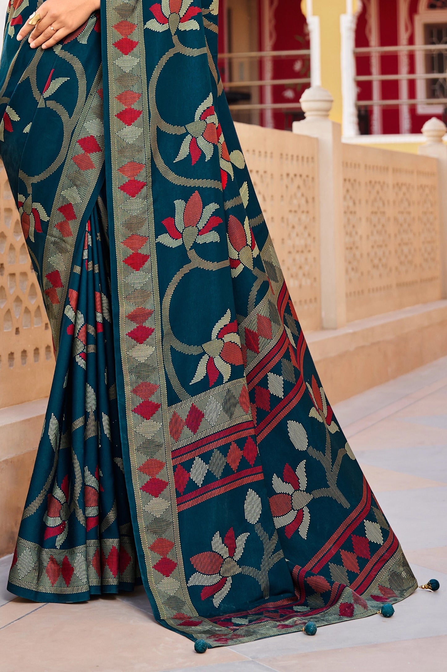 Teal Blue Silk Saree-SAR11323_4_SareeButa.com