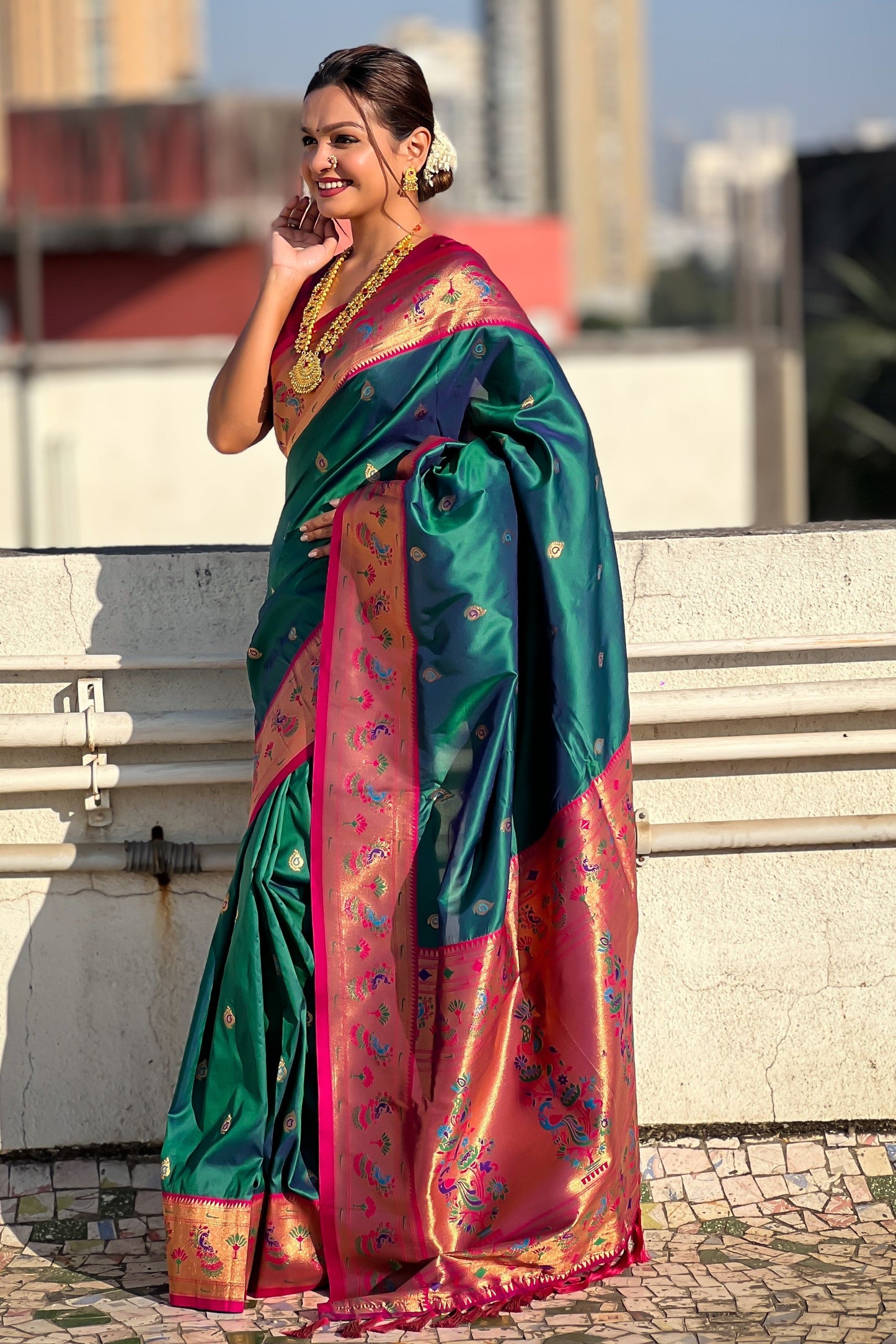 Teal Blue Woven Paithani Saree-ZB134804_4_SareeButa.com