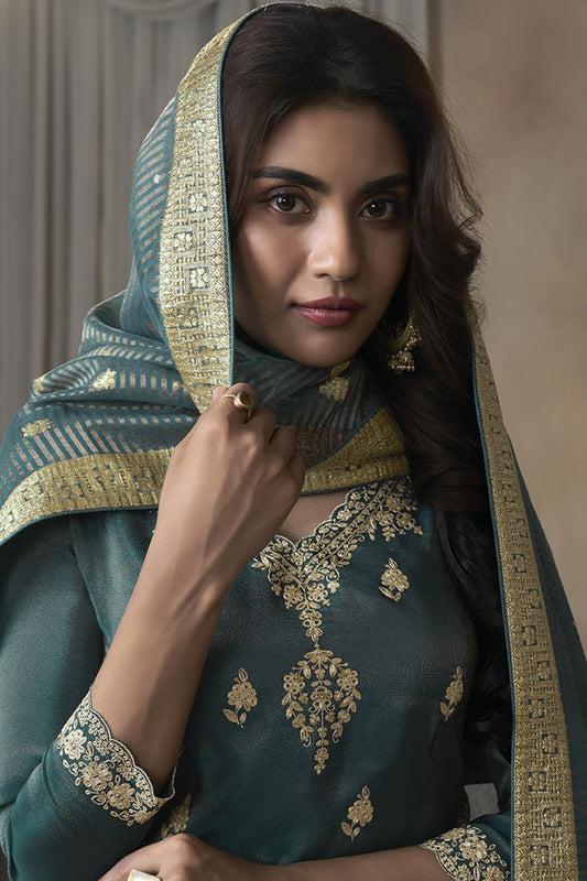 Teal Readymade Tissue Suit-SS306_2_SareeButa.com