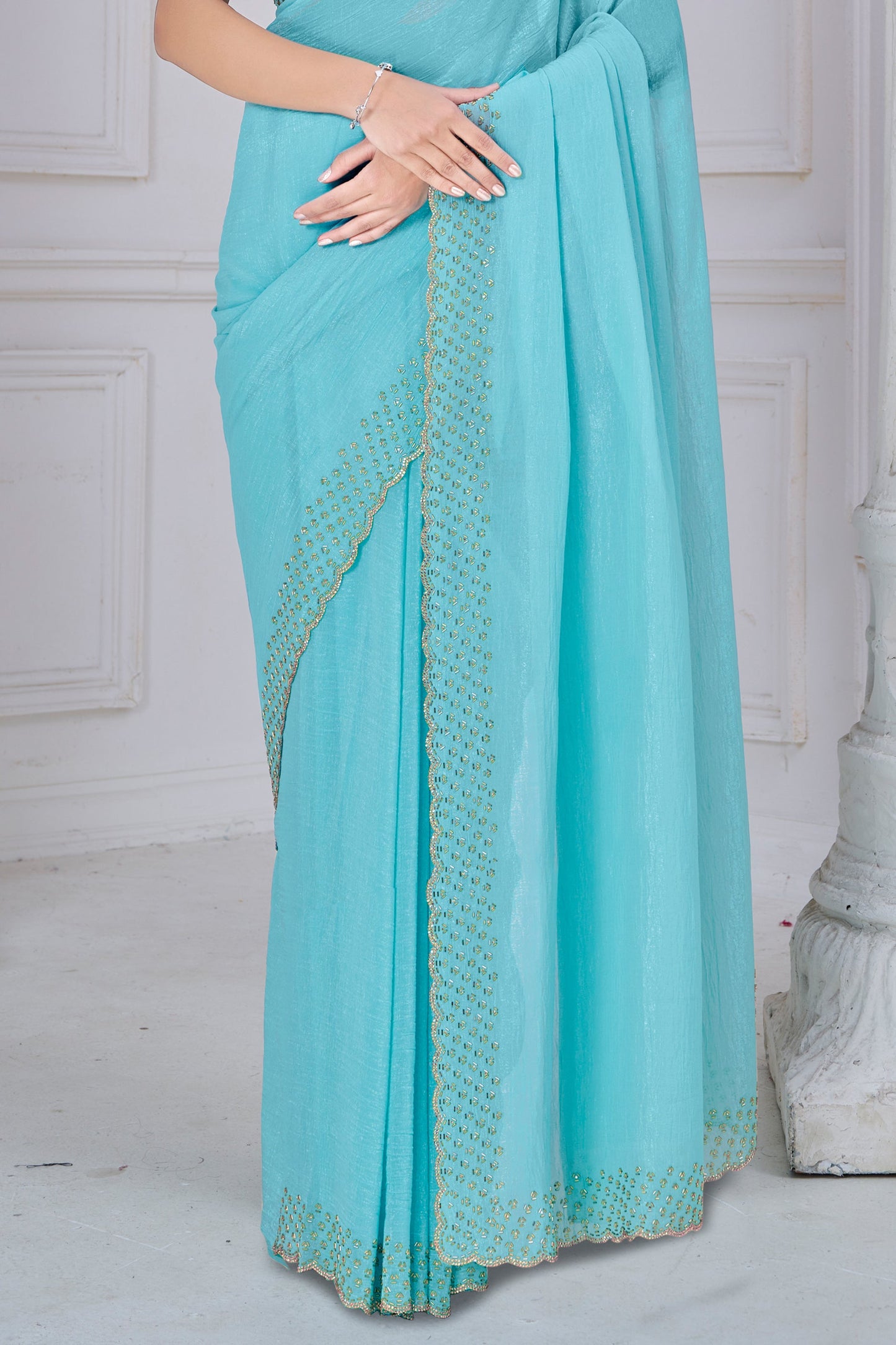 Turquoise Blue Embroidered Soft Silk Saree-SAR10758_5_SareeButa.com
