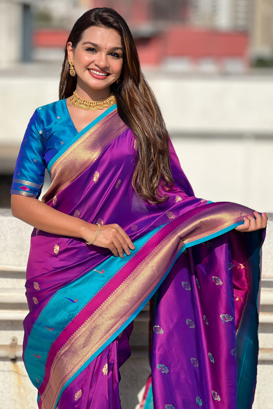 Voilet Woven Paithani Saree-ZB134837_2_SareeButa.com