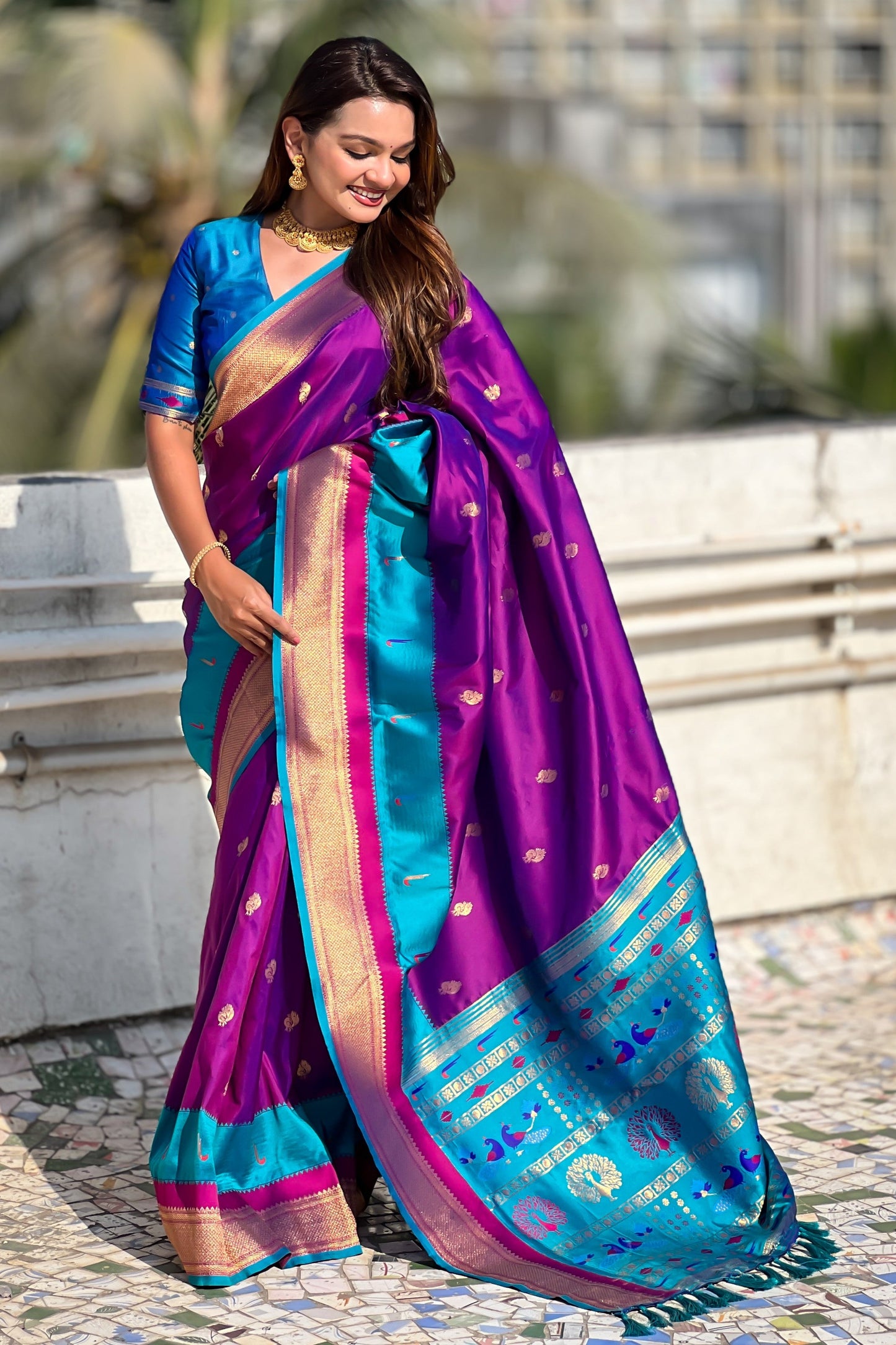 Voilet Woven Paithani Saree-ZB134837_4_SareeButa.com