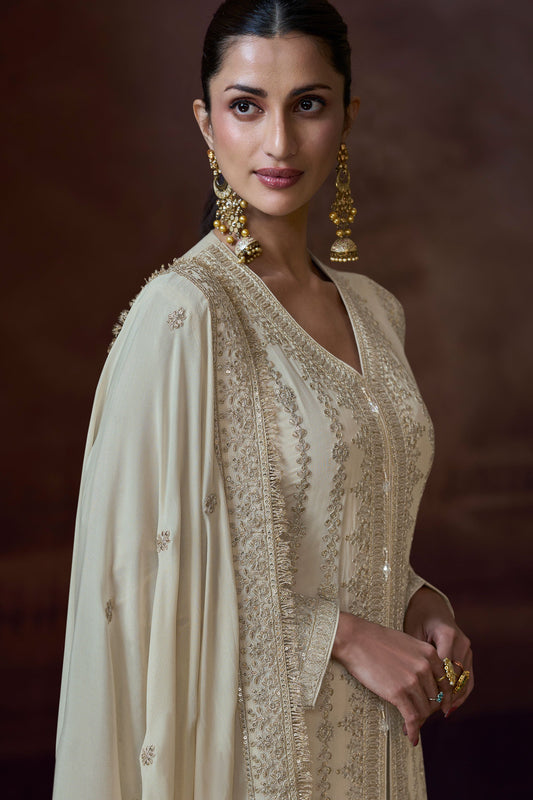 White Readymade Heavywork Chinon Suit-SS185_2_SareeButa.com